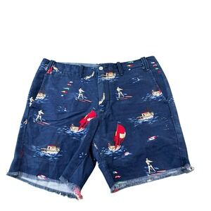 Polo Ralph Lauren Linen Cotton Blue Nautical AOP Chino Short Size 35